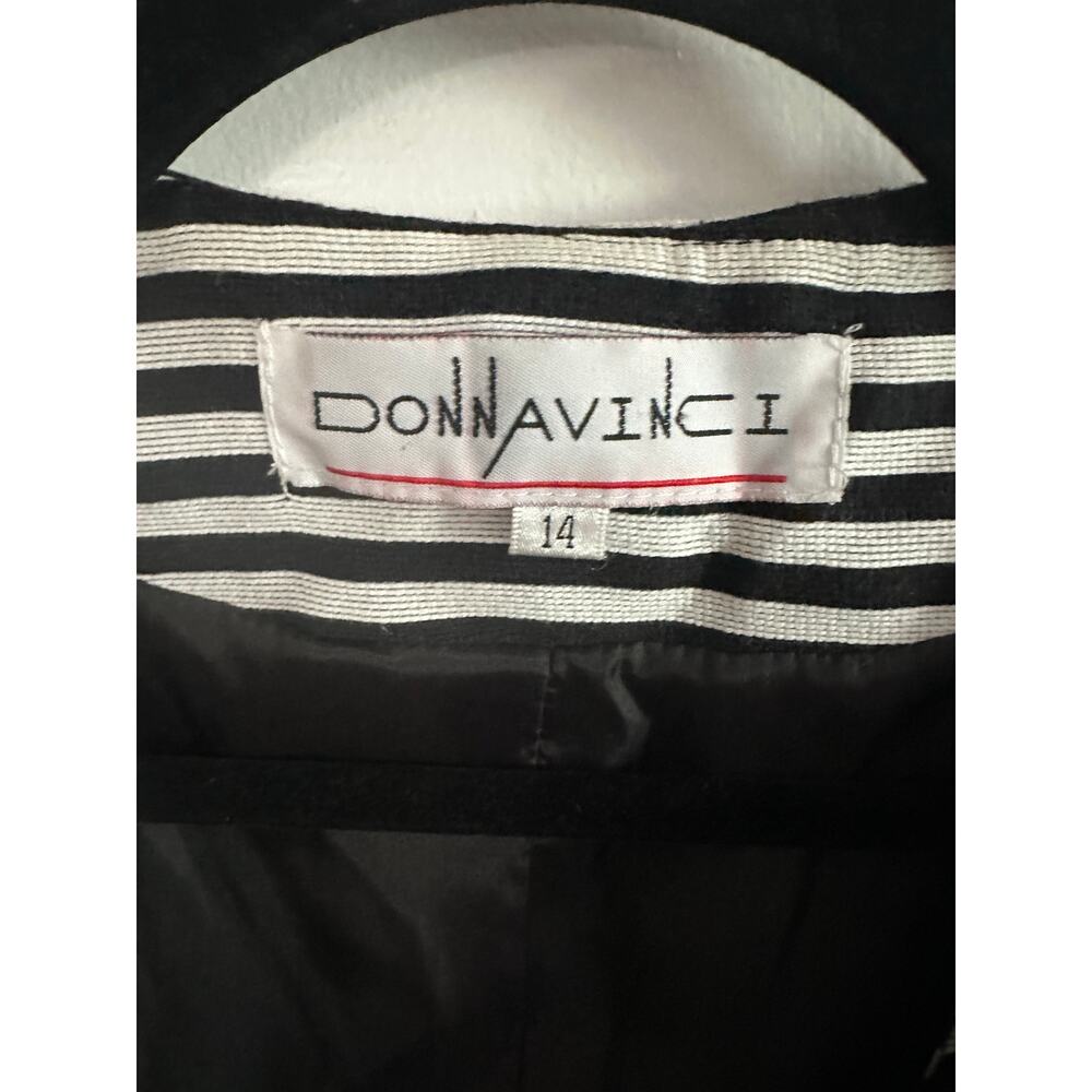 DONNA VINCI Black White Striped Church Suit Skirt Jacket Set Rhinestone Trim 14 - Picture 3 of 10